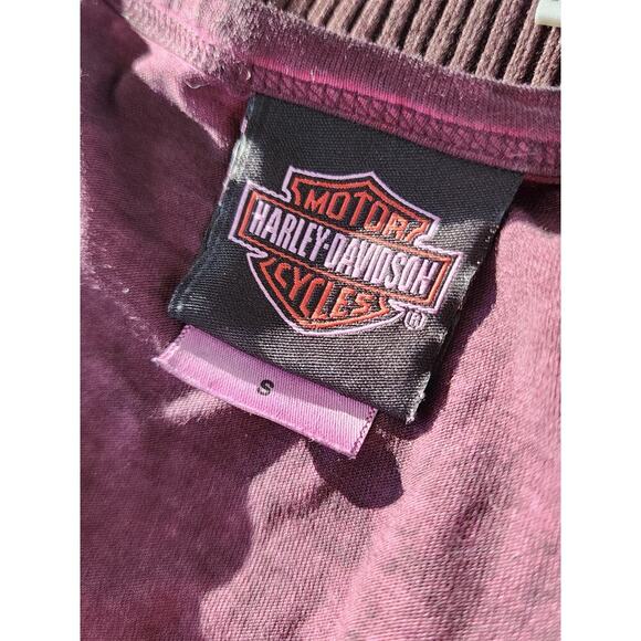 Harley Davidson Motorcycles Tacoma Pink Black Tye Dye Biker Tank Top Sz S - Picture 7 of 8